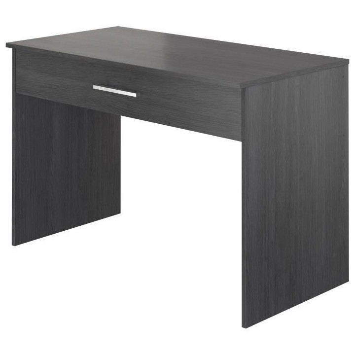 Bureau grand tiroir - Mélaminé gris cendré - 110 x 56 x 81,5 cm