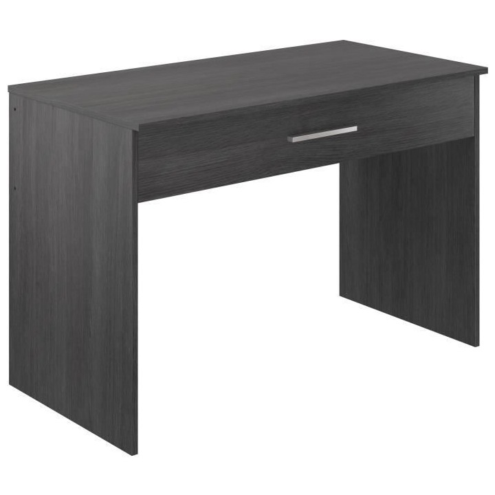 Bureau grand tiroir - Mélaminé gris cendré - 110 x 56 x 81,5 cm