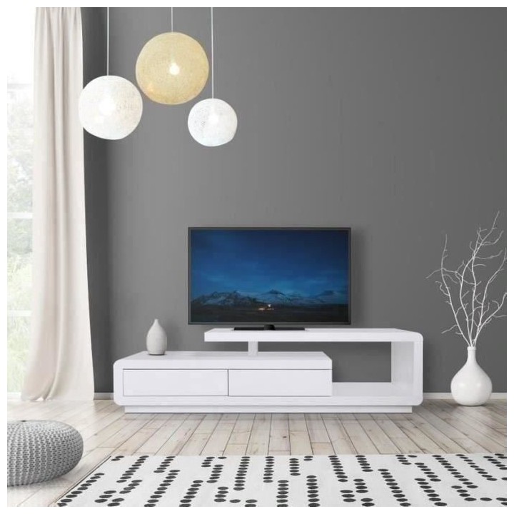 Meuble TV Style contemporain VENASSA -Panneaux alvéolaires- Blanc - 2