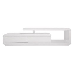 Meuble TV Style contemporain VENASSA -Panneaux alvéolaires- Blanc - 2 tiroirs- L 160 x P 39 x H 45 cm