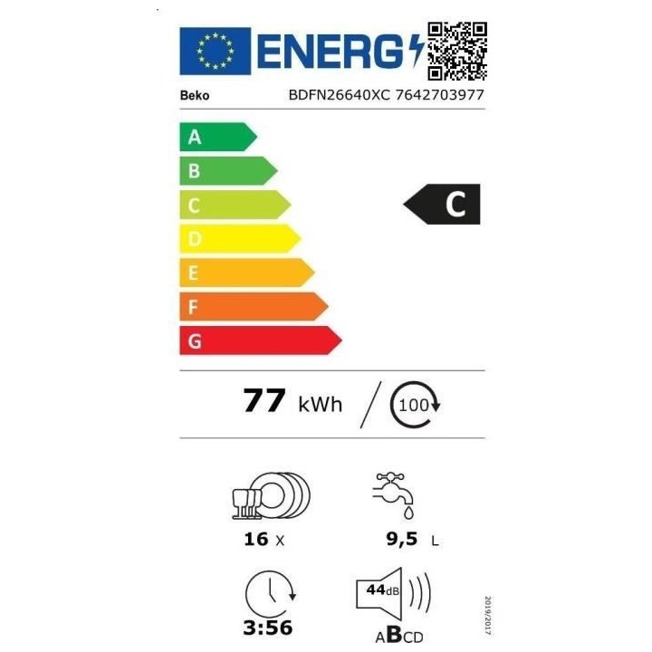 Lave-vaisselle pose libre BEKO BDFN26640XC - 16 couverts - Induction -