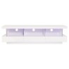 Meuble TV LED contemporain BLUE LIGHT - MDF- Blanc laqué brillant - 3 tiroirs - L 160 x P 39 x H 45 cm