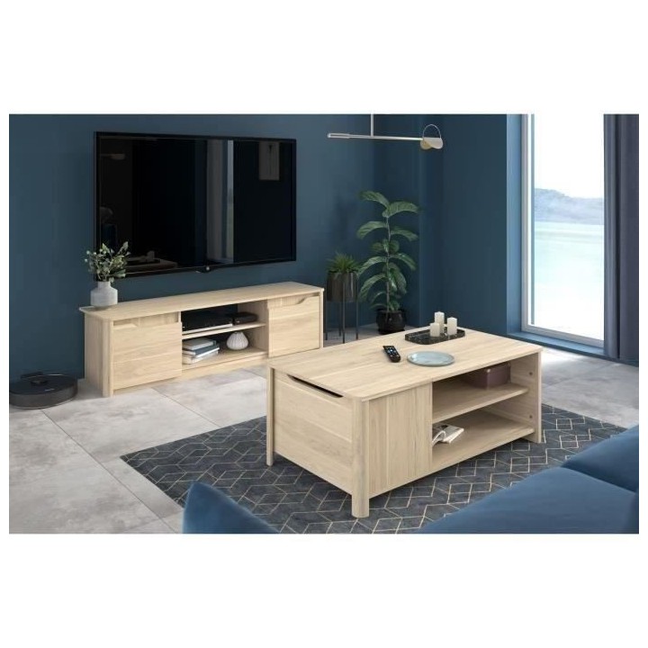 Ensemble Table basse avec coffre et Meuble Tv - BETTY - Panneau de par