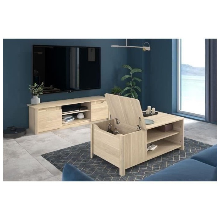 Ensemble Table basse avec coffre et Meuble Tv - BETTY - Panneau de par