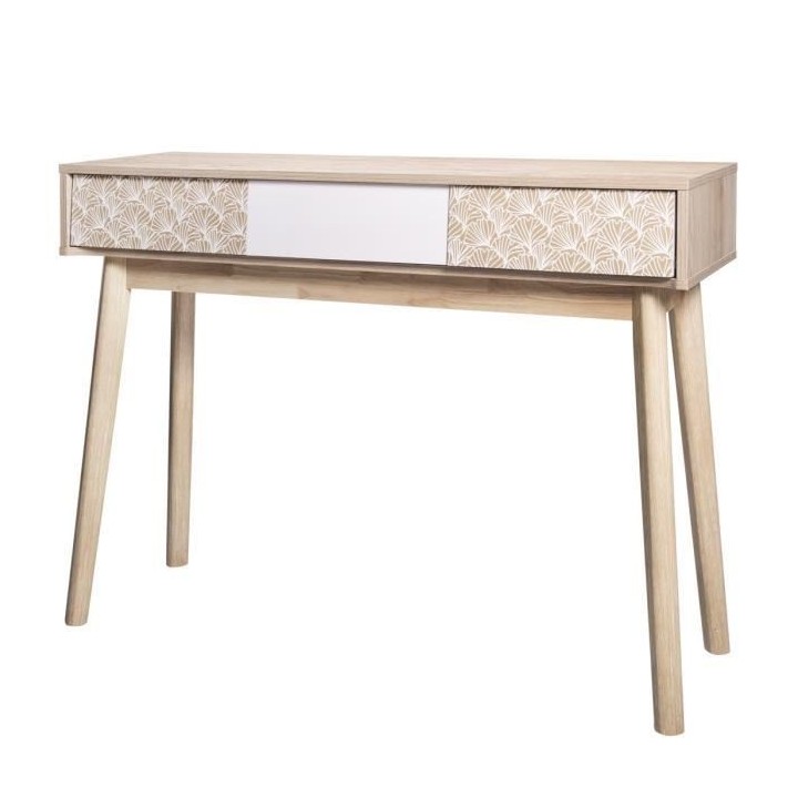 SOFIA Console 3 tiroirs - Bois avec motif - L 110 x P 35 x H 82 cm