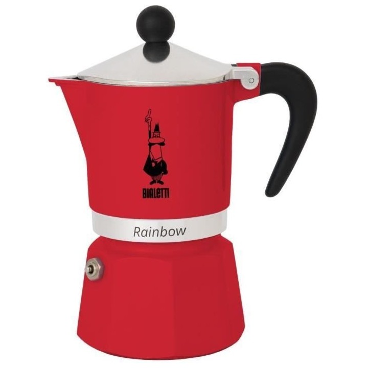 Cafetiere italienne - BIALETTI - RAINBOW - 6 tasses - 0,30 L - Rouge
