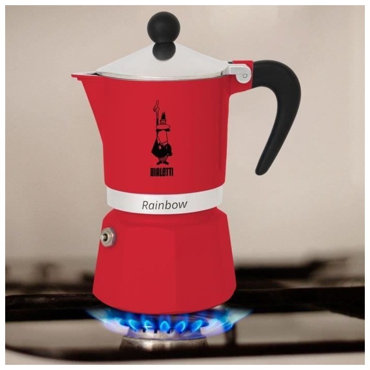 Cafetiere italienne - BIALETTI - RAINBOW - 6 tasses - 0,30 L - Rouge
