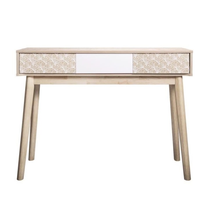 SOFIA Console 3 tiroirs - Bois avec motif - L 110 x P 35 x H 82 cm