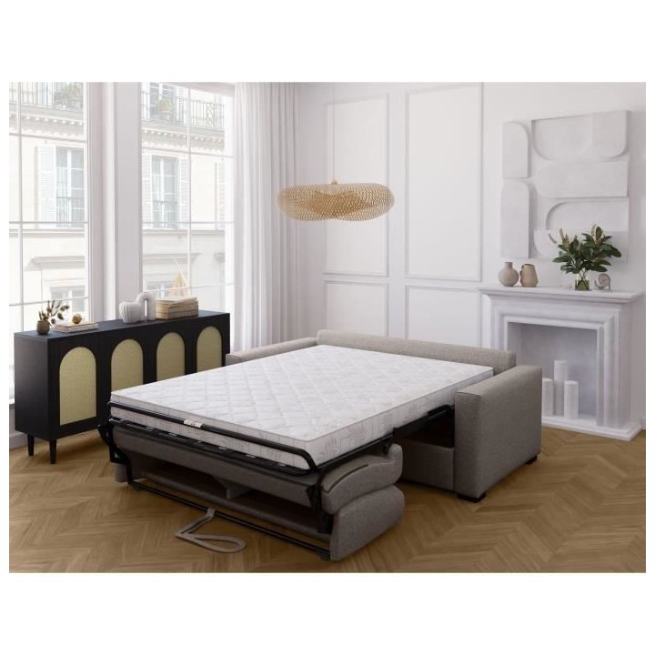 Canapé convertible express - MARIUS - Tissu Beige - 190 x 100 x 87 cm