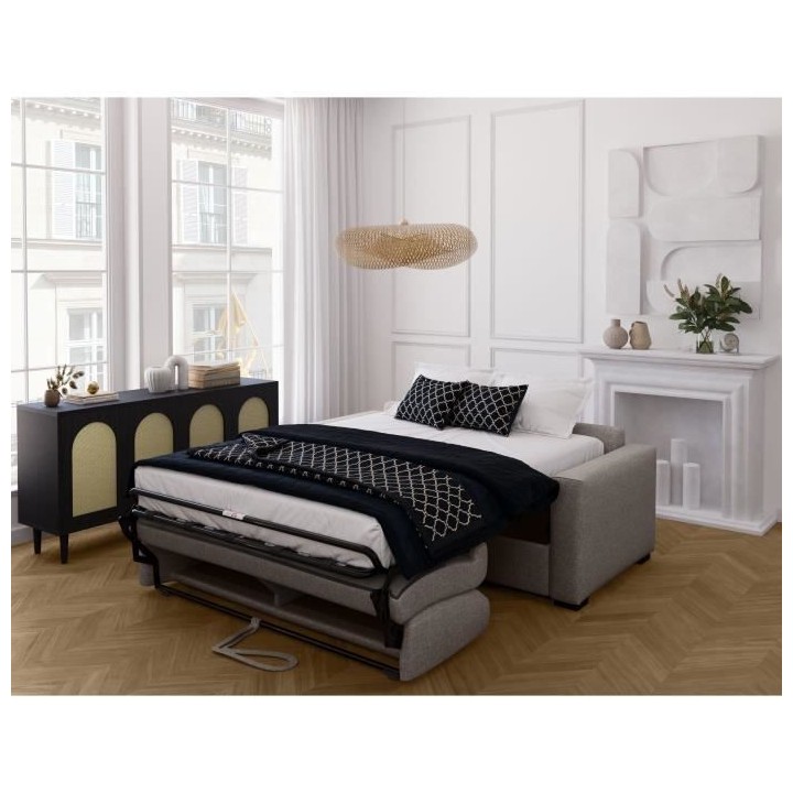 Canapé convertible express - MARIUS - Tissu Beige - 190 x 100 x 87 cm