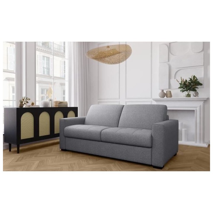 Canapé convertible express - MARIUS - Tissu Gris clair - 190 x 100 x
