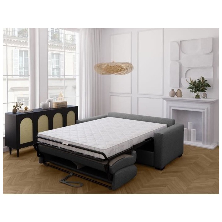 Canapé convertible express - MARIUS - Tissu Anthracite - 190 x 100 x