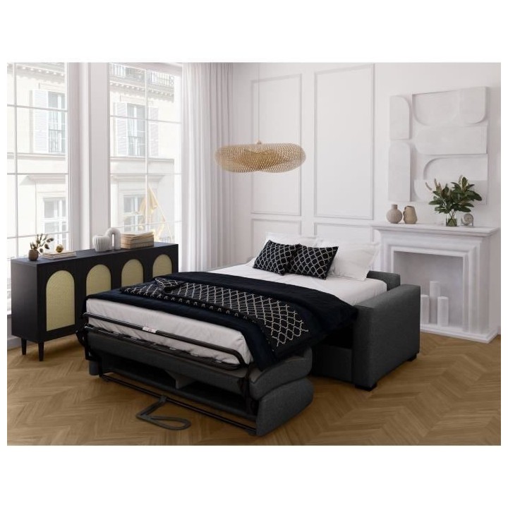 Canapé convertible express - MARIUS - Tissu Anthracite - 190 x 100 x