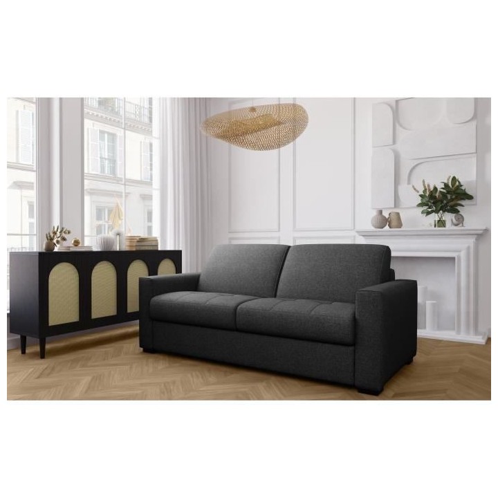 Canapé convertible express - MARIUS - Tissu Anthracite - 190 x 100 x