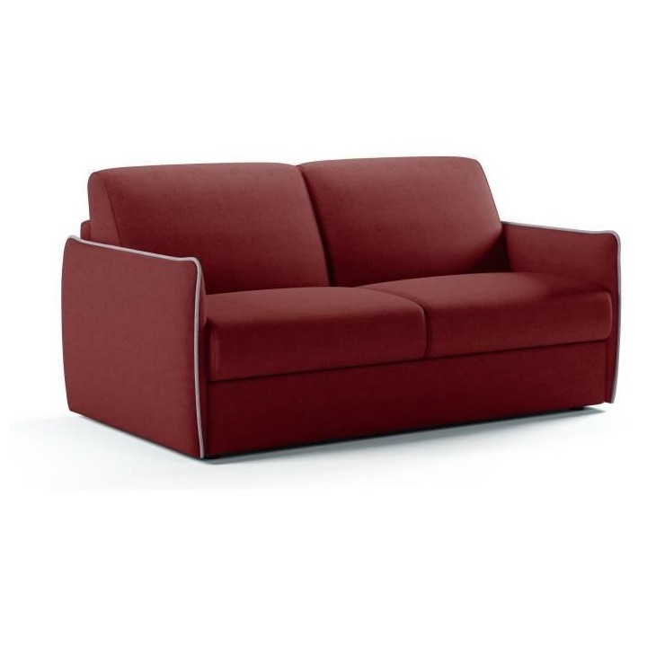 Canapé convertible express - AGATHE - Tissu Rouge - Liseré Gris - 17