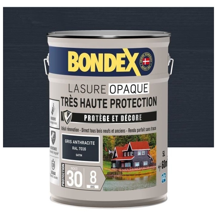 Lasure opaque Tres haute protection - Gris anthracite RAL 7016 satin -