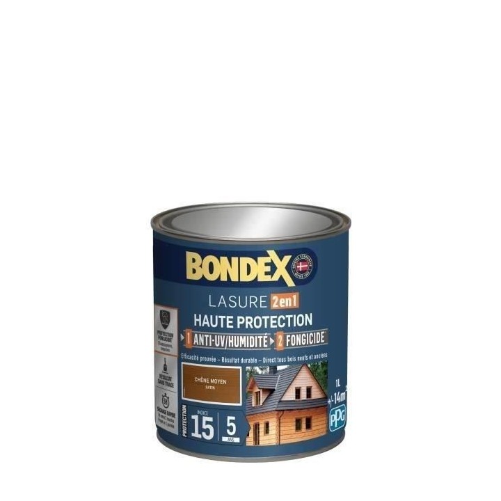 BONDEX Lasure 2 en 1 Satin Haute Protection 5 ans - Chene moyen