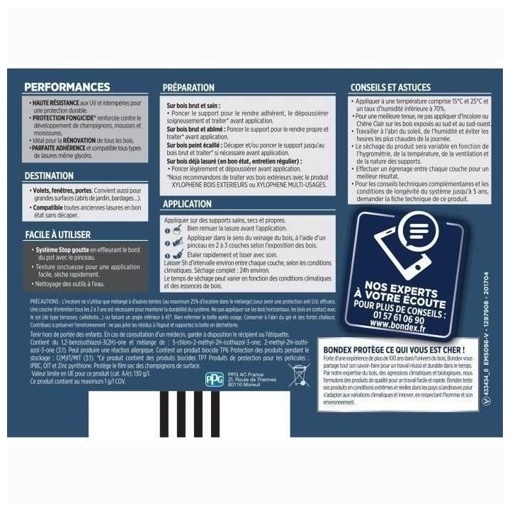 BONDEX Lasure 2 en 1 Satin Haute Protection 5 ans - Chene doré