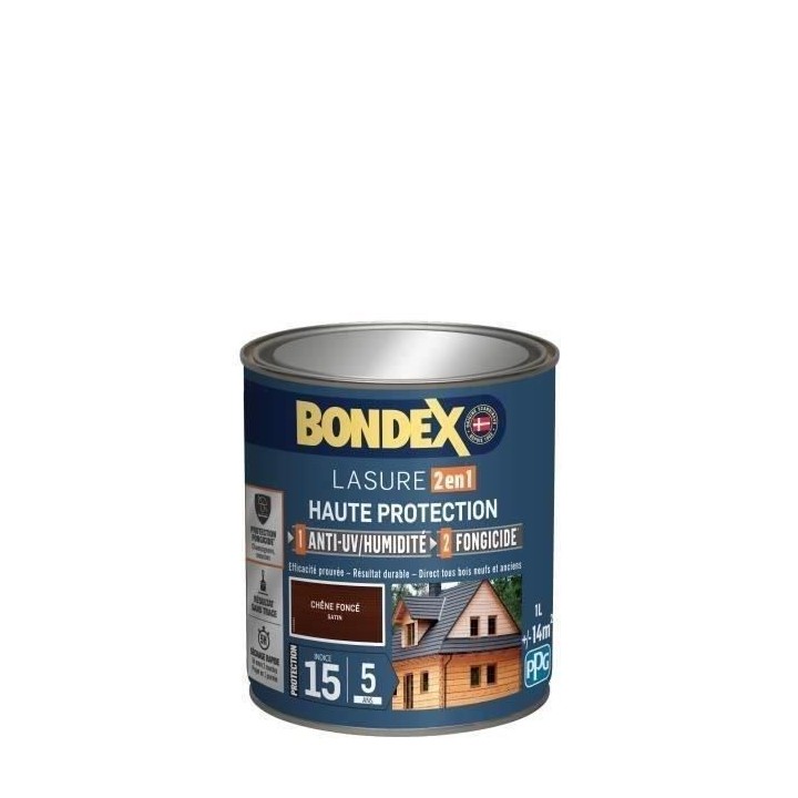 BONDEX Lasure 2 en 1 Satin Haute Protection 5 ans - Chene foncé