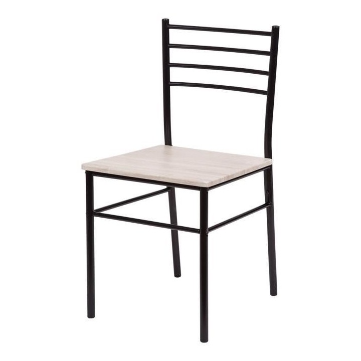 Set table a manger avec 4 chaises - Métal noir et chene - RIVIERA