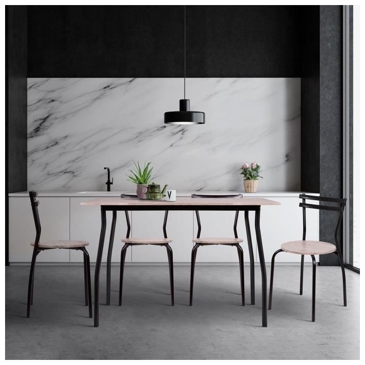 Set table a manger avec 4 chaises - HARRY