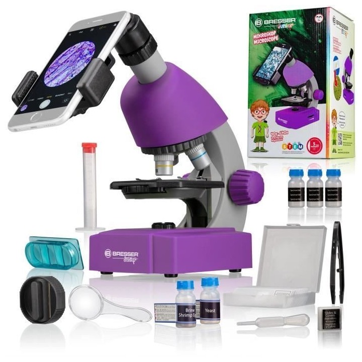 Microscope 40x-640x - BRESSER JUNIOR - Éclairage LED - kit d'expérim