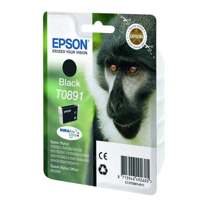 EPSON Cartouche d'encre T0891 Noir - Singe (C13T08914011)