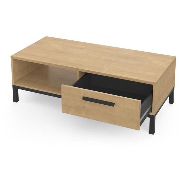 Table basse 1 tiroir / 1 niche - CRAFT - Rectangulaire - Chene Hamilto