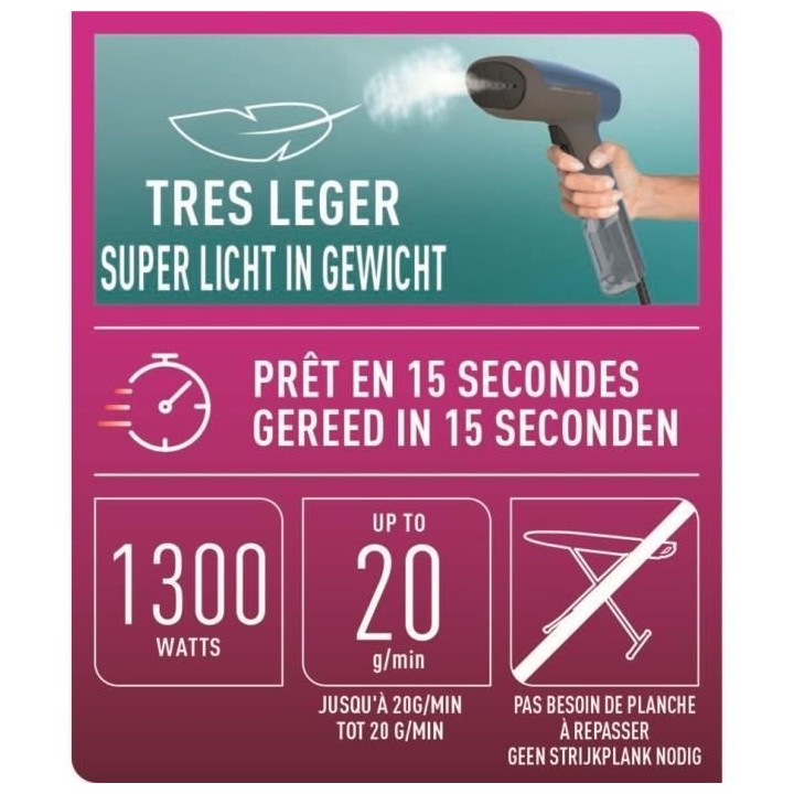 CALOR Access Steam First Défroisseur vapeur, Chauffe en 15 sec, Vapeu