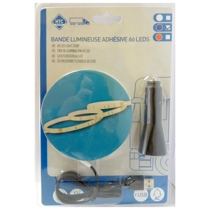 Blande Flexible Adhésive Lumineuse 60 LEDS 12/24V 2M Bleu