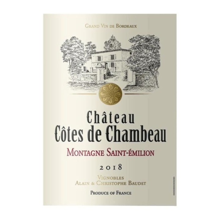 Château Côtes De Chambeau 2017 Montagne Saint-Emilion - Vin rouge de