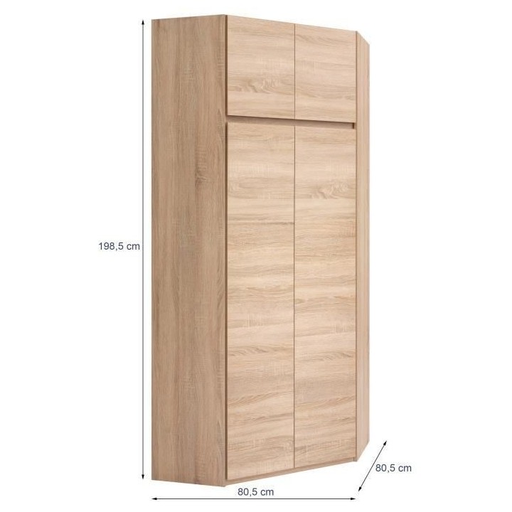 ACADEMICA Armoire d'angle - Décor chene sonoma - Contemporain - Chamb