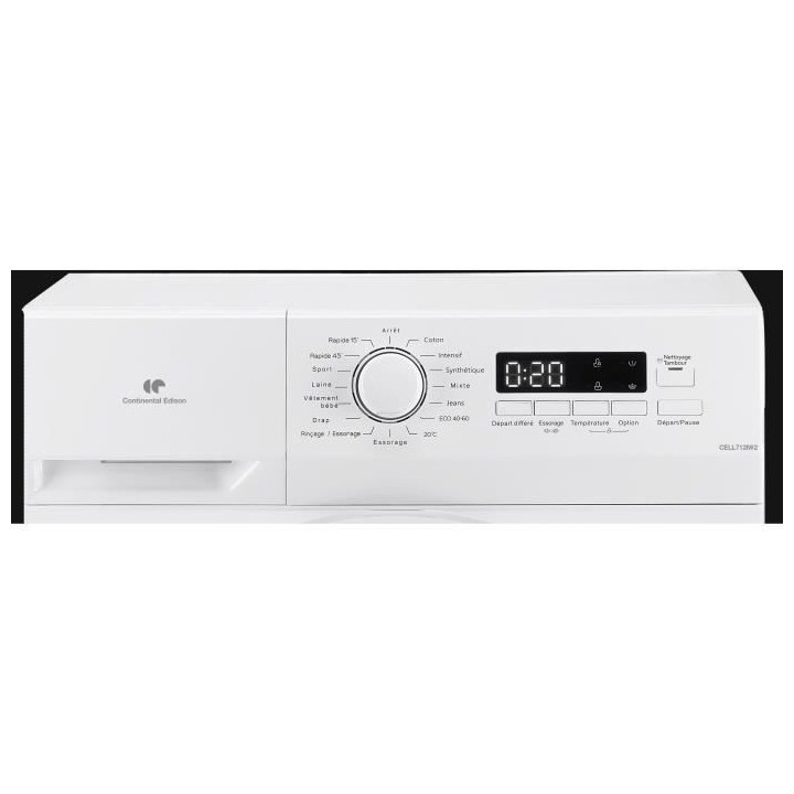 Lave-linge hublot CONTINENTAL EDISON CELL712IW2 - 7 kg - Largeur 59,5