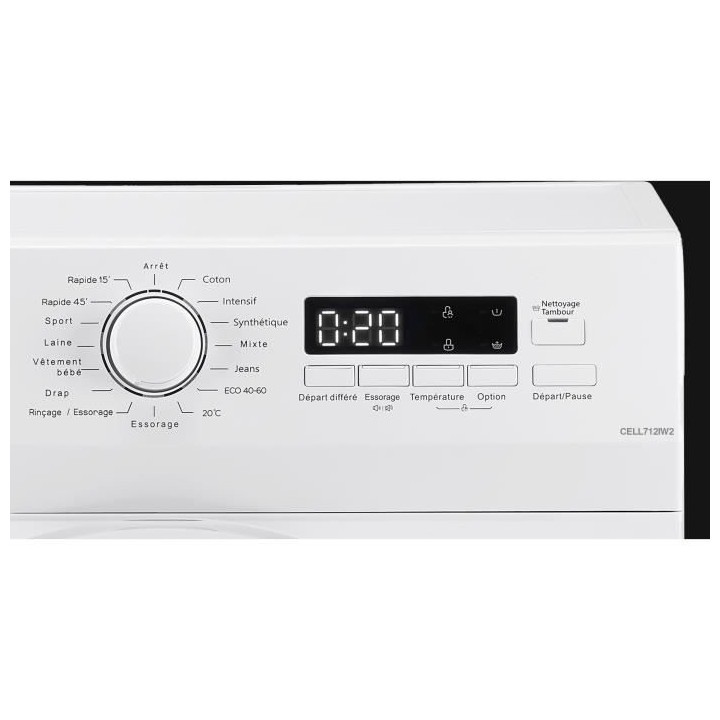 Lave-linge hublot CONTINENTAL EDISON CELL712IW2 - 7 kg - Largeur 59,5