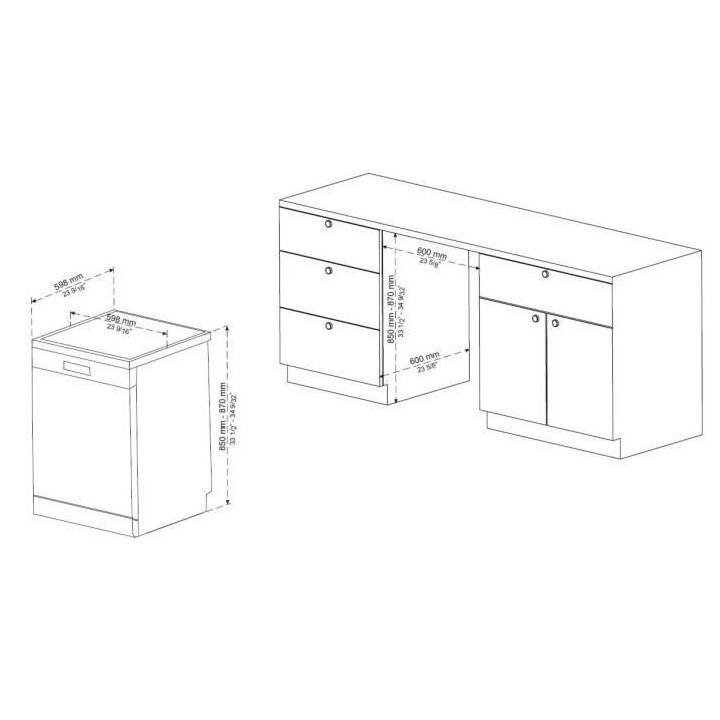 Lave-vaisselle pose libre CONTINENTAL EDISON - 15 couverts - Largeur 5