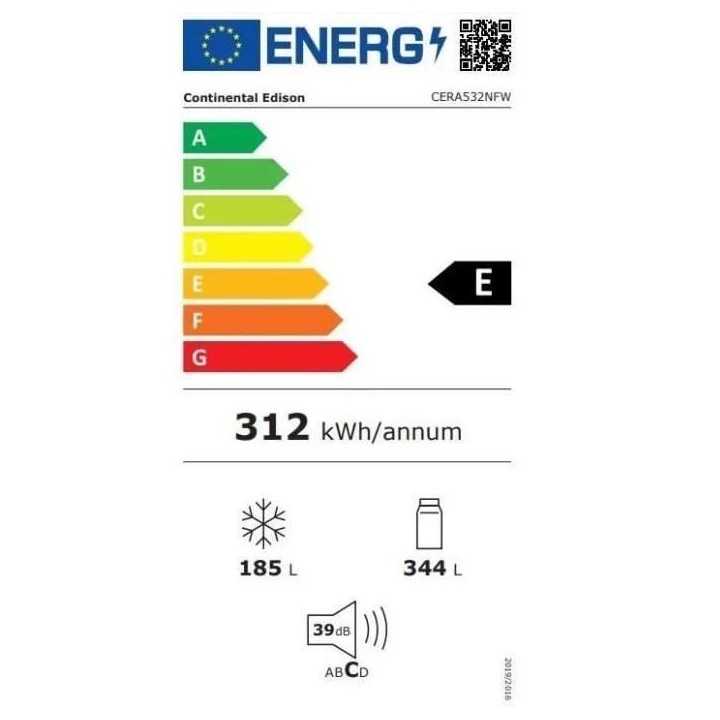 Réfrigérateur américain Continental Edison - CERA532NFW - 2 portes