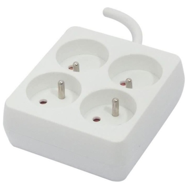 Chacon Bloc 4 x 16 A carré avec cordon 0,9 m - blanc (FR)