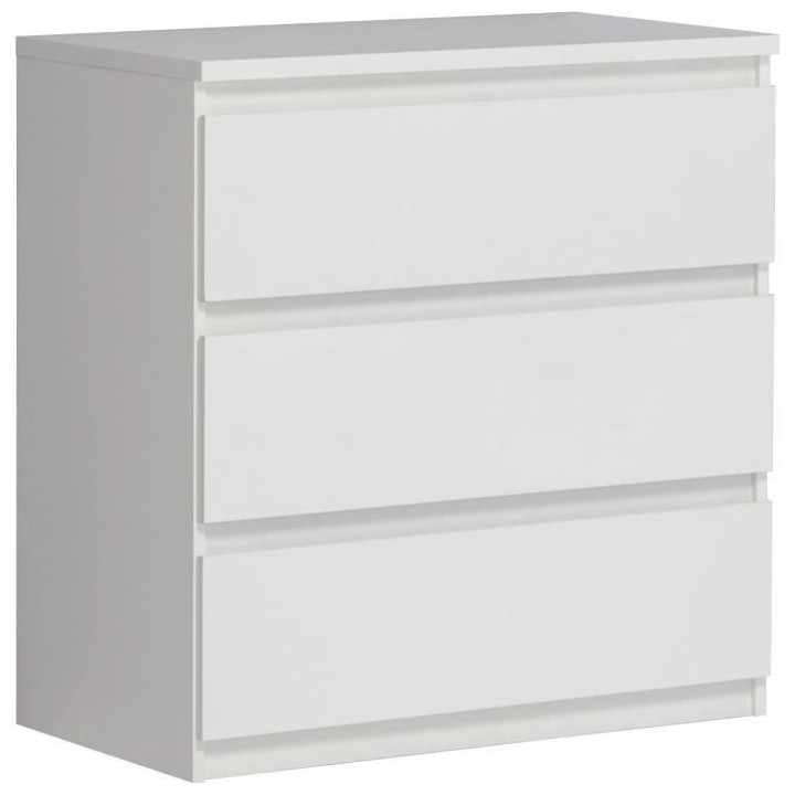 Commode CHELSEA 3 Tiroirs - Couleur blanc mat - L 77,2 x P 42 x H 79,9