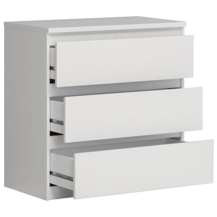 Commode CHELSEA 3 Tiroirs - Couleur blanc mat - L 77,2 x P 42 x H 79,9