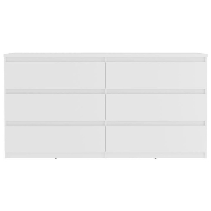 Commode CHELSEA 6 Tiroirs - Couleur blanc mat - L 154 x P 42,2 x H 79,