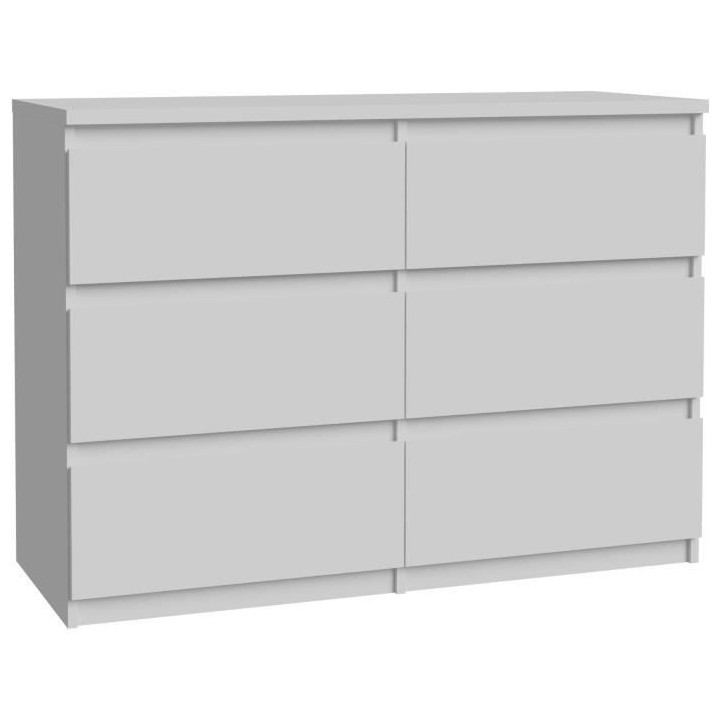 Commode CHELSEA 6 tiroirs - L 110 x P 42 x H 80 - Décor blanc mat