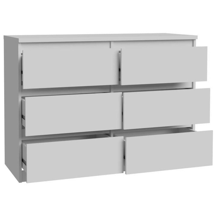 Commode CHELSEA 6 tiroirs - L 110 x P 42 x H 80 - Décor blanc mat