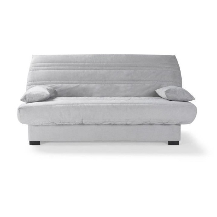 Banquette clic clac 3 places - Matelas 17 cm - Tissu gris clair - L199