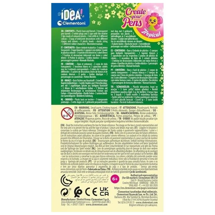 Clementoni - Créer tes stylos - Mini atelier des Stylos - Theme tropi