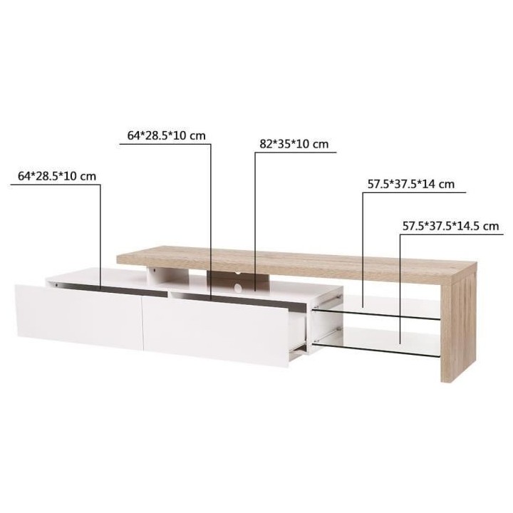 Meuble TV Style contemporain SMITH - En panneau alvéolaire - Blanc et