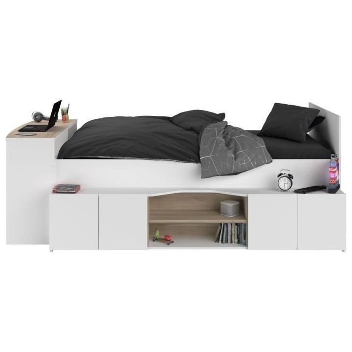 Lit combiné enfant avec rangements et bureau CLoe - 90 x 200 cm - Dé
