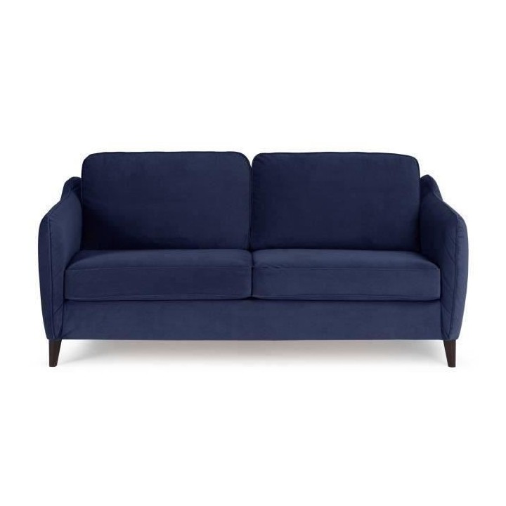 HEXAGONE Canapé convertible couchage express - 3 places - Velours ble