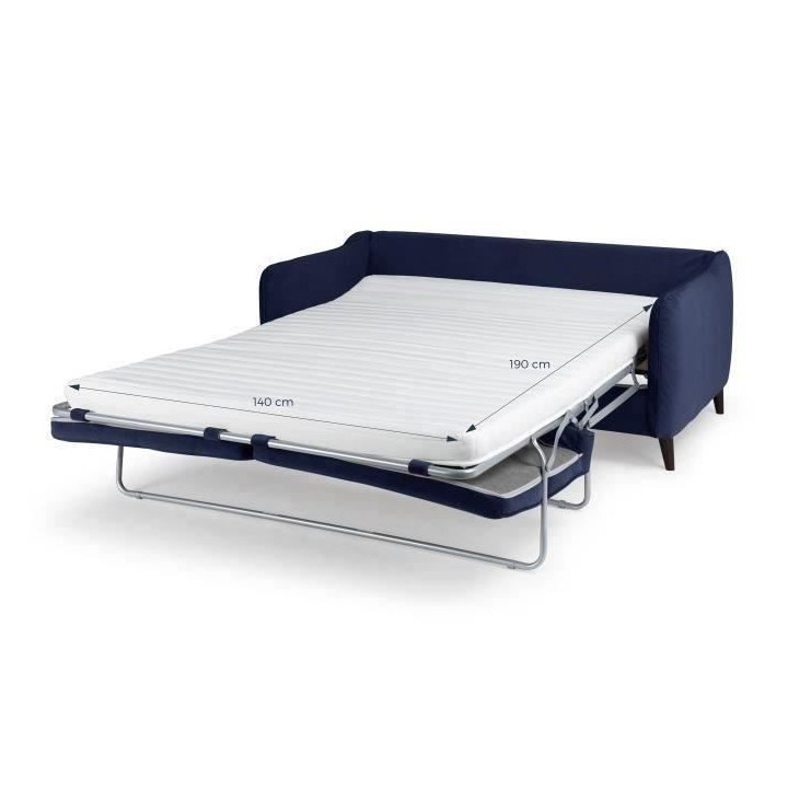 HEXAGONE Canapé convertible couchage express - 3 places - Velours ble