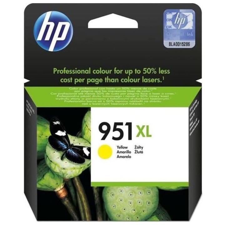 HP 951XL Cartouche d'encre jaune grande capacité authentique (CN048AE