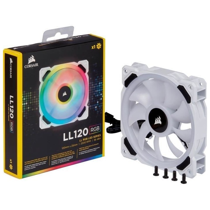 CORSAIR Ventilateur LL120 Pro LED RGB 120mm Blanc - (CO-9050091-WW)